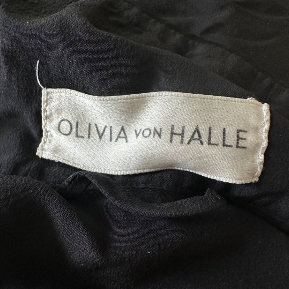 Olivia von Halle 100% Silk Black Faux Fur Trim Pajamas Size S - Picture 4 of 11